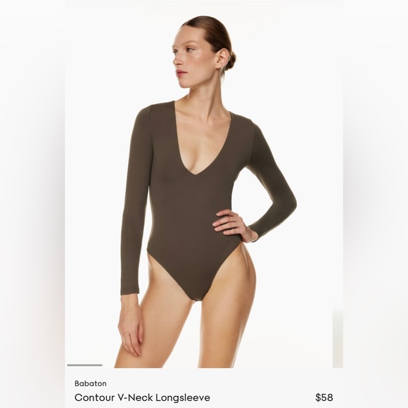 ARITZIA Contour V-Neck Bodysuit. Colour: Maroon. Size: Medium. New with tags. - Picture 4 of 5